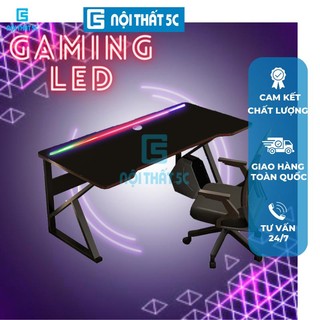 Bàn Làm Việc Chân K, Bàn Gaming LED Nội Thất 5C Mặt Gỗ MDF Tích Hợp LED RGB, Chân Sắt Sơn Tĩnh Điện 2x4cm Hiện Đại