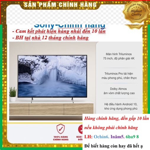 SALE_ Smart Tivi Sony 75 Inch 4K KD-75X80J&lt; Chính hãng BH:24 tháng tại nhà toàn quốc &gt; - Mới 100%