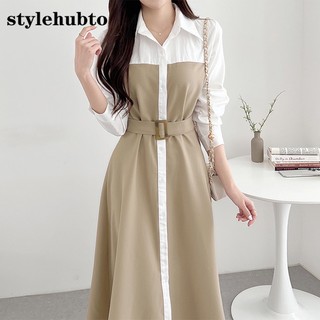 Đầm Cổ Polo Phối Dây Thắt Eo Thời Trang Mùa Xuân Pháp Quý Phái StylehubtoLL001 # 2024