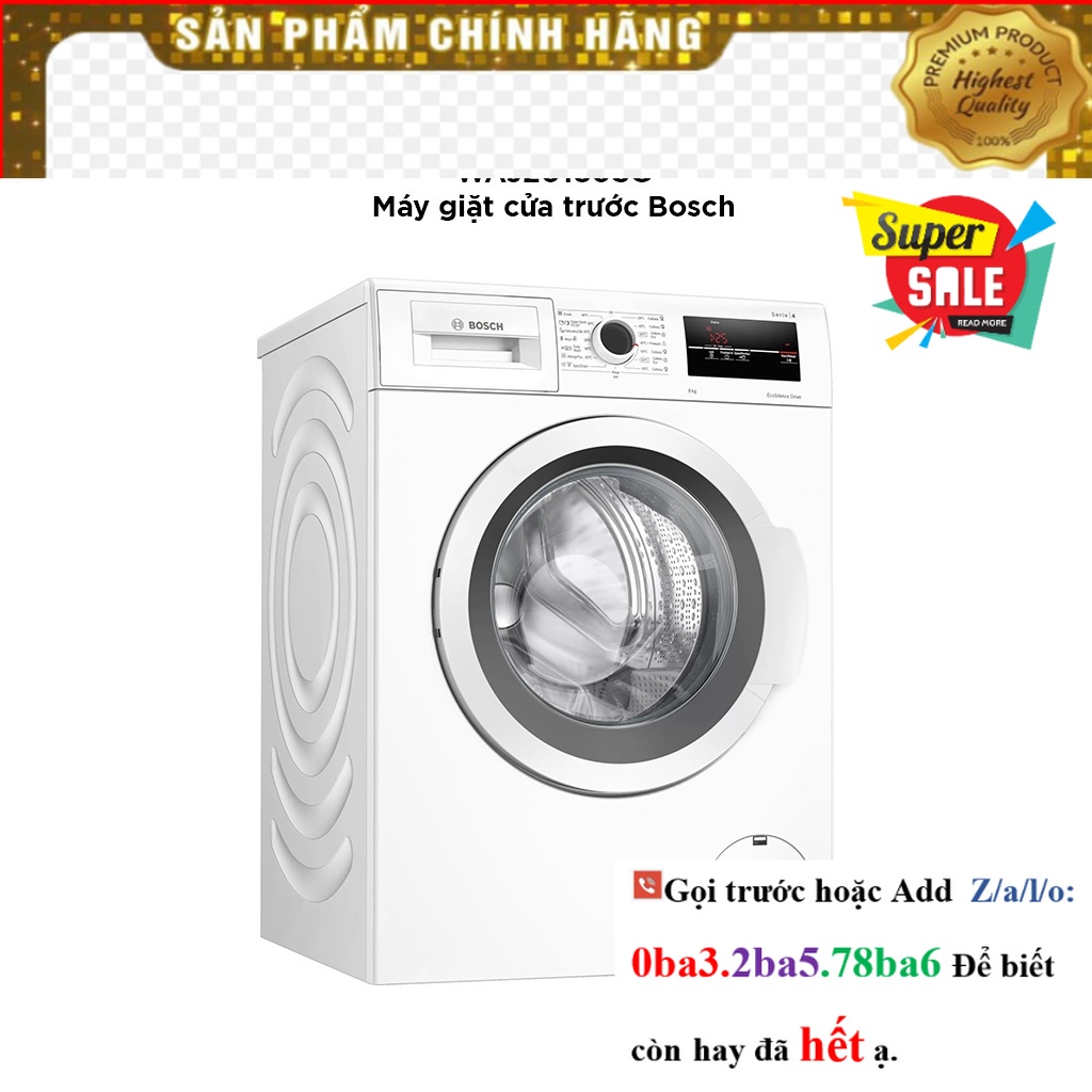 [Hãng] Máy Giặt Lồng Ngang 8kg Bosch WAJ20180SG Series 4