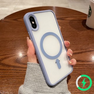 Ốp Điện Thoại PC Cứng Viền Silicone Trong Suốt Có Nam Châm Cho iPhone X XR XS Max 7 8 Plus