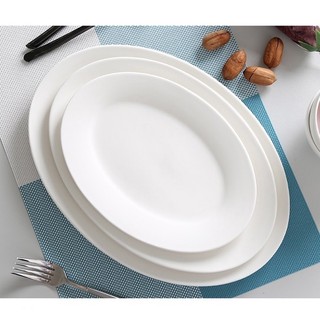 Đĩa phíp bầu dục trắng trơn, đĩa dài mộc đẹp 4 size Việt Nhật