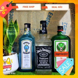 COMBO 3 vỏ chai rượu ngoại Decor các dòng Chivas, John, Ballantine,...