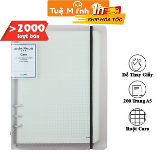 Sổ còng Klong giấy caro 5x5 6x6 A5-B5-A4 gồm File còng sắt + giấy VPPTUEMINH, Binder Bullet journal