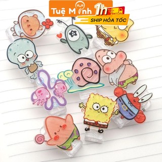 Kẹp giấy hoạt hình bọt biển K104 dễ thương Spongebob, kẹp tài liệu mini hoạ tiết hình bọt biển