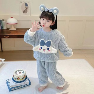 Bộ Đồ Ngủ Chất Nỉ Lông Cừu Thời Trang Thu Đông Dễ Thương Cho Bé Gái