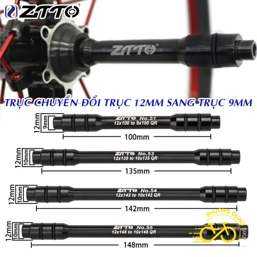 Trục chuyển đổi trục lớn 12mm sang trục nhỏ 9mm xe đạp ZiTTO