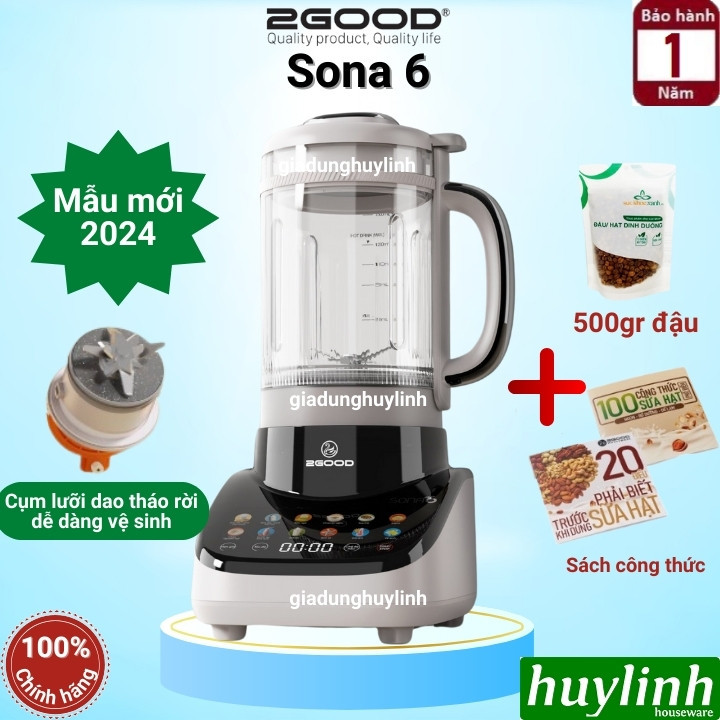 Máy làm sữa hạt đa năng 2Good Sona 6 - 1.8 lít - 12 chức năng - Mẫu mới năm 2024