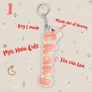 Móc khóa in tên theo yêu cầu kèm hình dễ thương, móc khoá in tên 2 chi tiết