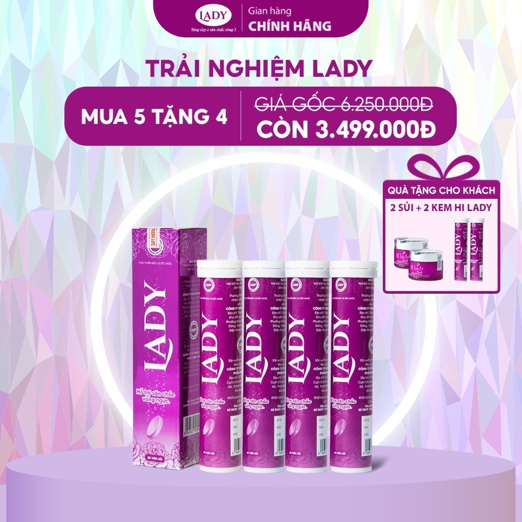 Viên sủi nở ngực LADY Giúp tăng vòng 1 săn chắc an toàn