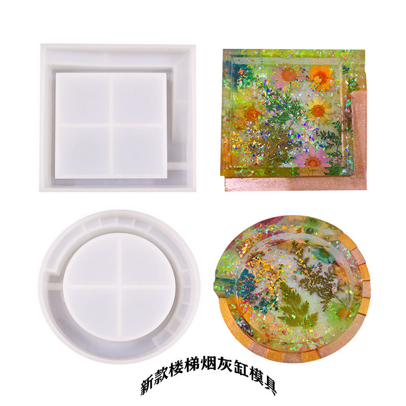 Khuôn Epoxy pha lê Diy Nhựa sáng tạo Khuôn Epoxy tròn silicon hình vuông