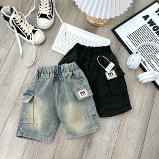 Quần short jean túi hộp chữ M size 8-28kg