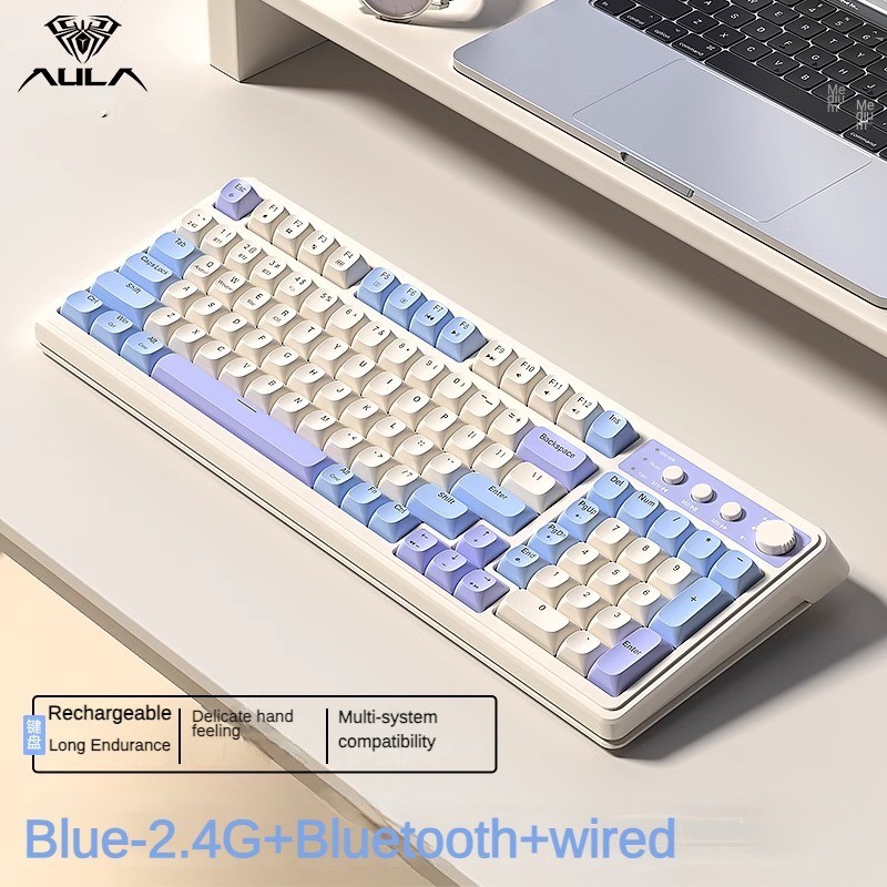 Aula S99 RGB Wireless 2.4G Bluetooth Bàn phím ba chế độ có thể sạc lại cảm giác Tay cầm Máy tính xách tay Văn phòng Trò chơi thể thao điện tử | BigBuy360 - bigbuy360.vn