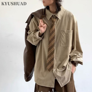 Áo sơ mi nam KYUSHUAD Áo sơ mi nam phong cách cổ điển Nhật Bản dáng rộng giản dị đa năng hợp thời trang áo khoác dài tay