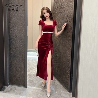Fushuiyu Váy dạ hội nổi tiếng, phong cách mới của phụ nữ, khí chất, váy xẻ tà, hộp đêm gợi cảm, váy dài quấn mông và giảm béo