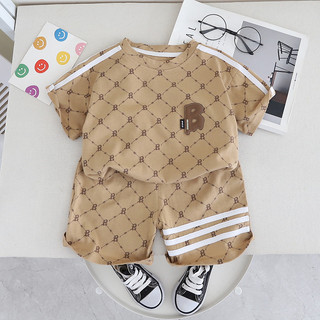 Bộ quần áo in chữ đầy đủ cho bé trai bé gái mùa hè Áo thun trẻ sơ sinh + Quần short Quần áo trẻ em