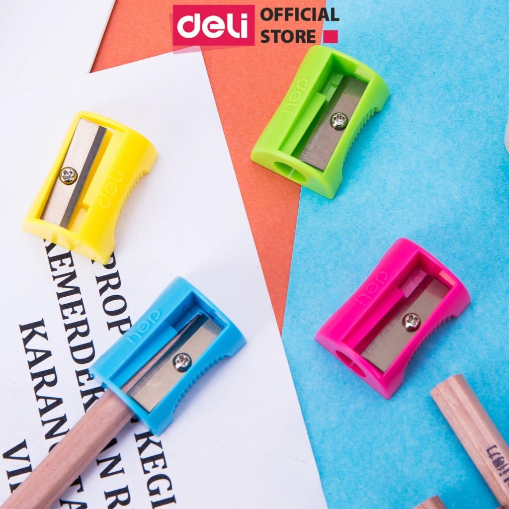 Gọt Chì Mini Deli Xanh Lá/ Xanh Dương/Hồng/Vàng Giá Rẻ Tiện Lợi Cho Nhiều Loại Bút Chì Gỗ - Lưỡi Dao Sắc Bén, Bền Đẹp