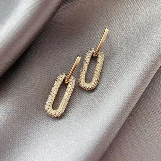 Bông tai rỗng hình bầu dục châu Âu và Mỹ Bông tai thời trang vàng phong cách Hàn Quốc phụ kiện nữ cao cấp