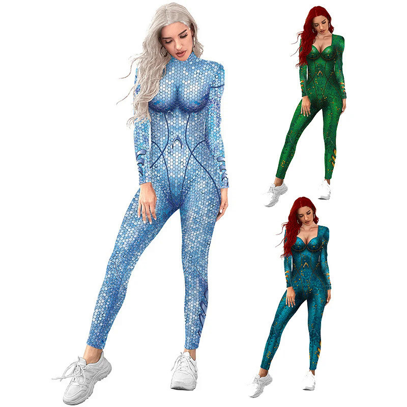Phim Aquaman Mera Cosplay Áo liền quần 3D Nữ Cô Gái Mera Cosplay Trang Phục Halloween Zenti Đảng Bod