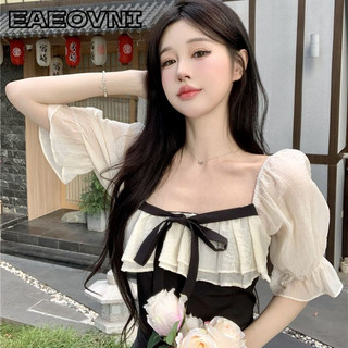 EAEOVNI Áo Sơ Mi áo sơ mi nữ áo kiểu hàn quốc Xinh  thông thường rực rỡ dramatic WCS24307ZI 12Z240321
