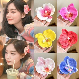 Kẹp tóc hoa lan mô phỏng ngọt ngào với kẹp tóc bên cảm giác cao cấp