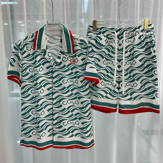 CASABLANCA 2024Early Spring New Youth Men's Casual Beach Shirt Shorts Suit