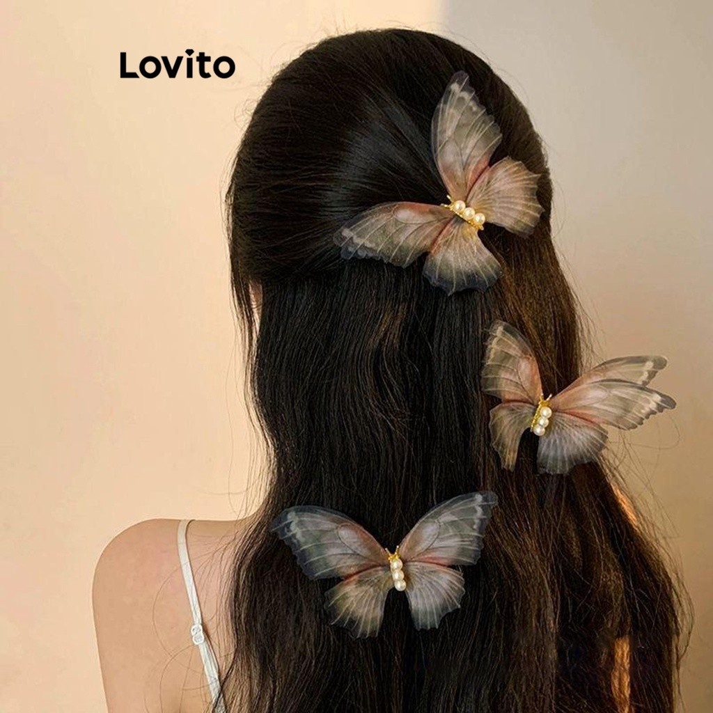 Kẹp tóc Lovito họa tiết bướm thường ngày cho nữ LFA09121