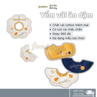Set 3 Yếm ăn dặm yếm dãi tròn xoay 360 chất liệu cotton Thêu họa tiết dễ thương cho em bé Grand Haven