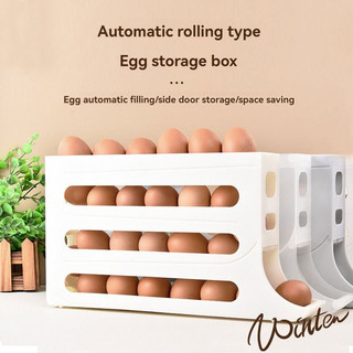 Xuyên biên giới trượt trứng hộp bảo quản tủ lạnh cửa bên cửa bốn lớp con lăn trứng tự động bàn bếp chống rơi trứng hộp bảo quản