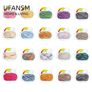 UFANSM Len Cotton Mềm Màu Cầu Vồng Chất Lượng Cao Dùng Đan Khăn Choàng Cho Bé