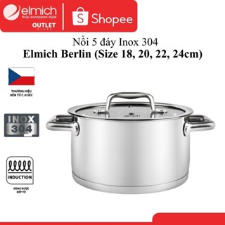 Nồi Elmich Berlin (Chất Liệu Inox 304, Cấu Tạo 5 Lớp Đáy Rời Size 18, 20, 22, 24 cm)