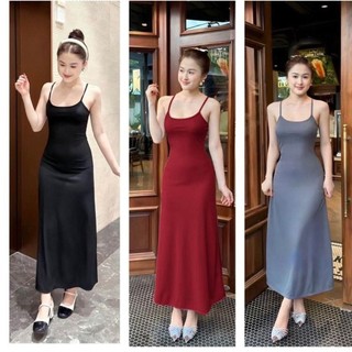 Váy 2 dây ôm body dáng dài xòe chất liệu thun tăm nhẹ nhàng sang chảnh Nữ Women