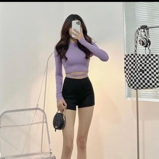 Áo croptop ôm body đan dây eo tay dài chất gân hot trend