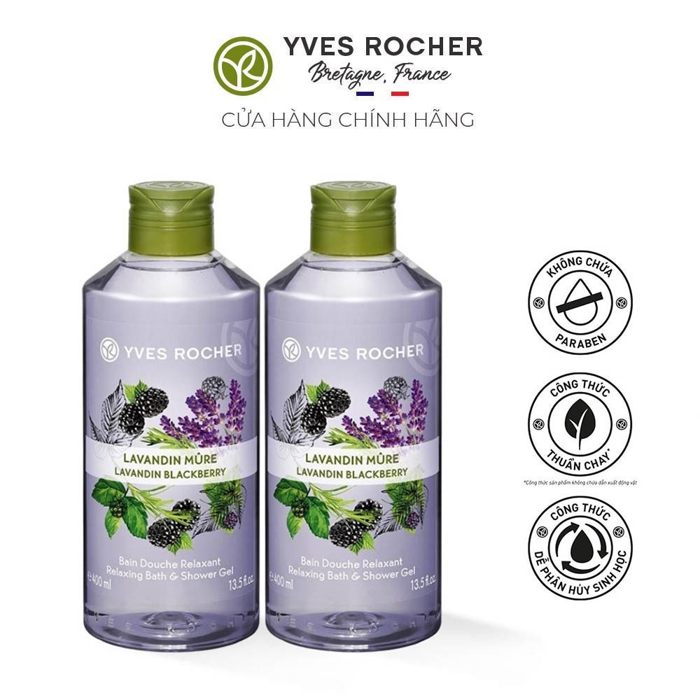 Combo 2 Sữa Tắm Yves Rocher Relaxing Bath And Shower Gel Lavandin Blackberry 400ml