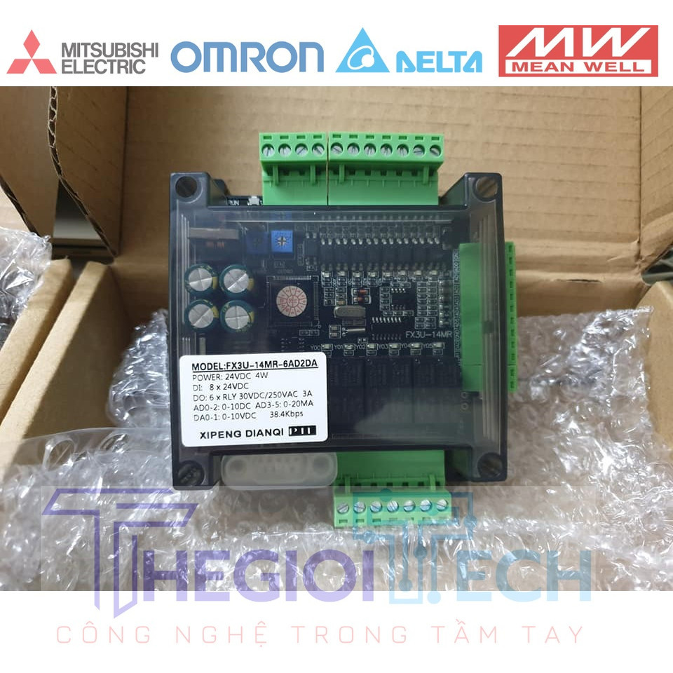 BOARD PLC FX3U-14MT-6AD2DA | FX3U-14MR Board | 6AD/2DA 0-10V/20mA | RS485/232 RTC | 6AD2DA PTL FK3U 