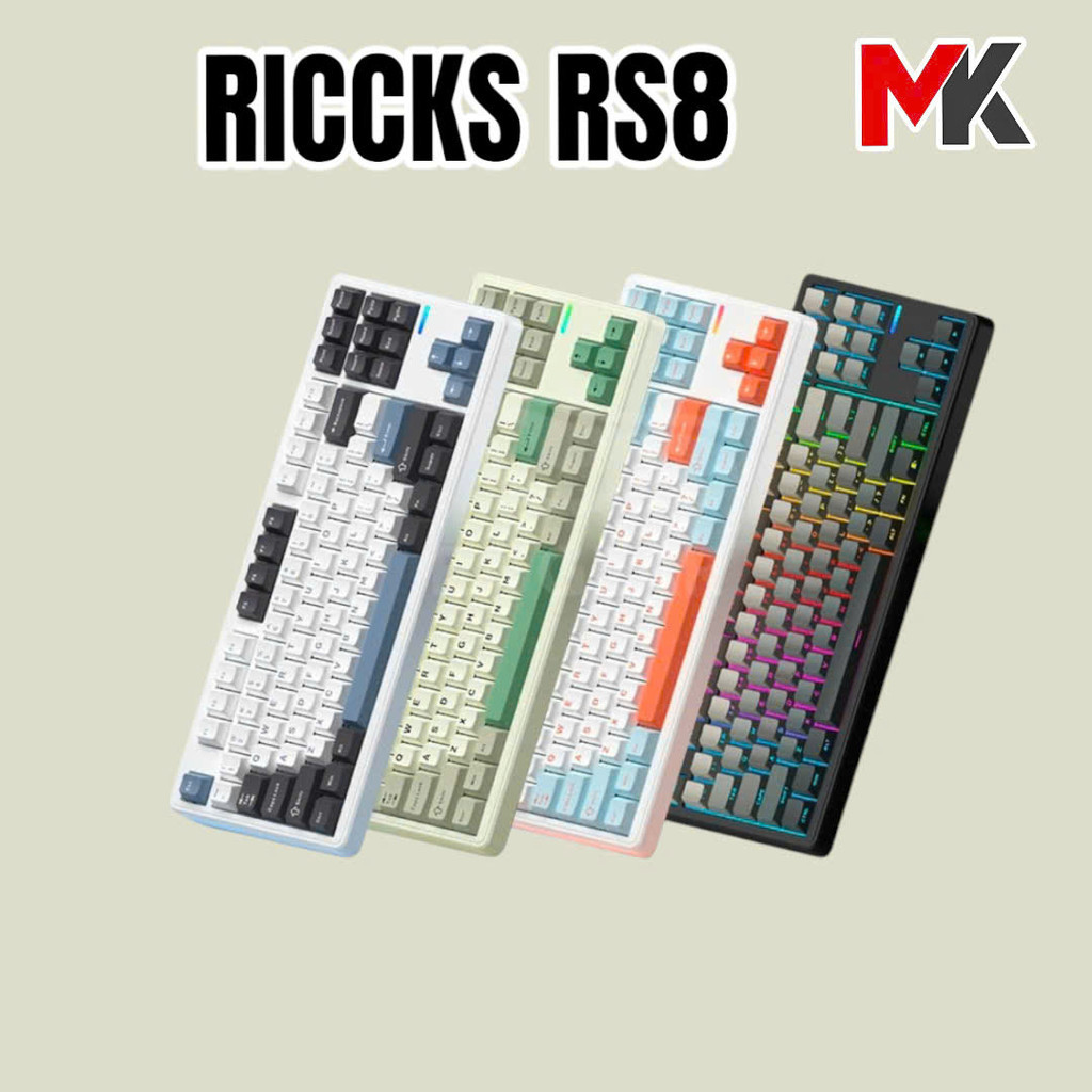 Bàn Phím Cơ Riccks RS8 led viền Keymap Via 3 Modes Hotswap RGB - MKSHOP
