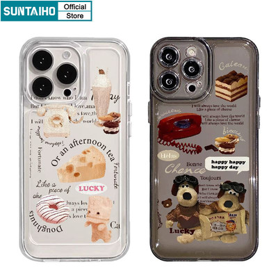 Suntaiho Vỏ Độc Đáo Dễ Thương Chó Mèo Món Tráng Miệng Họa Tiết Ốp Điện Thoại Cho Iphone 11 12 13 14 15 16 Pro Max IP 7 8 Plus Iphon X Xs XR Xs Max TPU Mềm Cao Cấp Chống Sốc Ốp Lưng