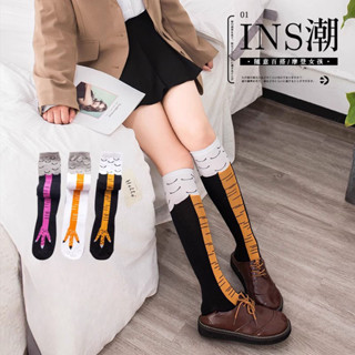 Ngộ nghĩnh 3D In Chân Gà Tất Nữ Sáng Tạo Chân Mỏng Thể Dục Giảm Béo Trên Đầu Gối Tất Dài