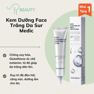 Kem Dưỡng Face Trắng Da Sur Medic Super Glutathione 100 Bright Tone Up Cream (Kem Face 40ml)