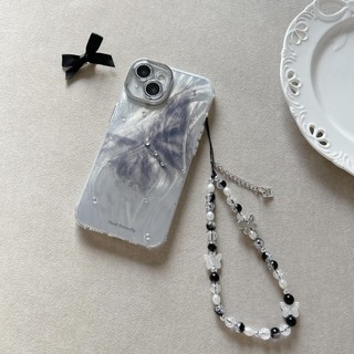 Dính Khoan Halo Nhuộm Bướm Đen ins Phong Cách Vỏ PC Mềm Tương Thích Cho iPhone 15 14 13 11 12 Pro Max Bao Có Dây Xích Vỏ Điện Thoại Vỏ Bảo Vệ Trong Suốt Chống Rơi
