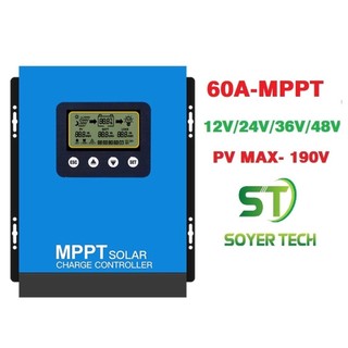 Bộ điều khiển năng lượng mặt trời mppt-soyer tech mppt 60a-12v-24v-36v-48v bộ điều khiển sạc tự động nhận bình