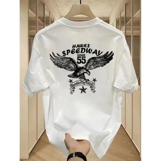 [Size M-5XL] Áo thun ngắn tay dáng rộng in hình hoạt hình thường ngày của Mỹ Cotton nam