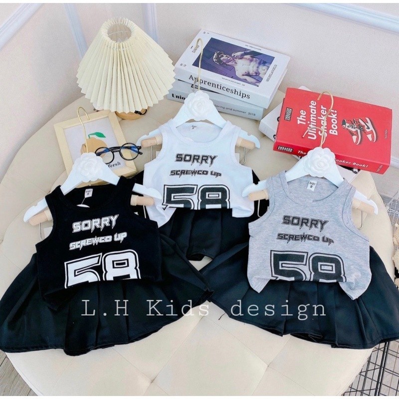 Set áo 58 cv đen cho bé gái