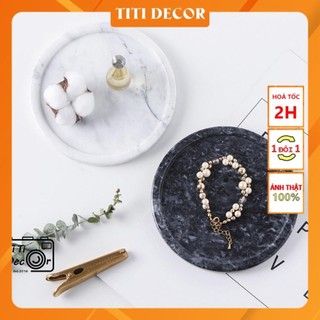 Khay vân đá tròn trang trí chụp ảnh, decor nhà cửa, cửa hàng