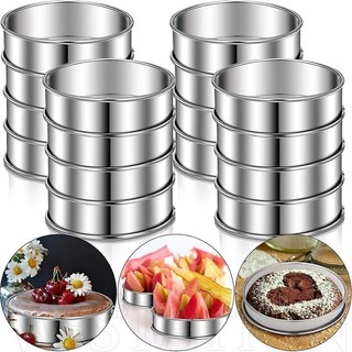 Khuôn làm bánh - Khuôn nướng bánh tròn bằng thép không gỉ 8 / 10CM - Vòng bánh Mousse cạnh cán đôi - Bánh quy, Món tráng miệng, Khuôn cắt trái cây - Vòng làm đầy chanh - Dụng cụ làm bánh