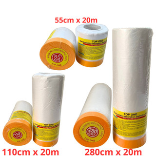 1 Cuộn băng keo nilon 55cm-110cm-280cm Top One - che chắn khi phun sơn, Màng bọc nilon che bụi đa năng, băng keo che sơn