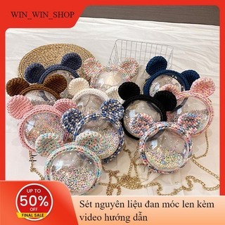 Túi xách nữ Túi handmade- Set Phụ Kiện Gồm Len Mịn, Cancas Dây Xích Chắc Chắn