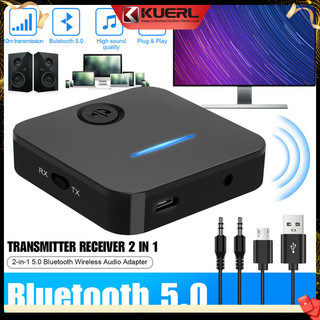 Bộ phát tín hiệu 5.0 tương thích Bluetooth 2 trong 1 KUERL Tv Home Stereo A2dp Bộ chuyển đổi không dây âm thanh Aux 3,5mm