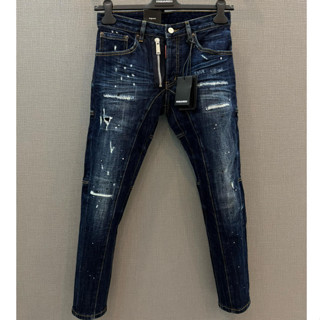 Quần Jean Nam DSQ Xanh Rách Gối Nhỏ Form Slim Ôm Chân Quần Bò 4 cúc wash mài màu xanh nổi bật Định Công Store MQU 073