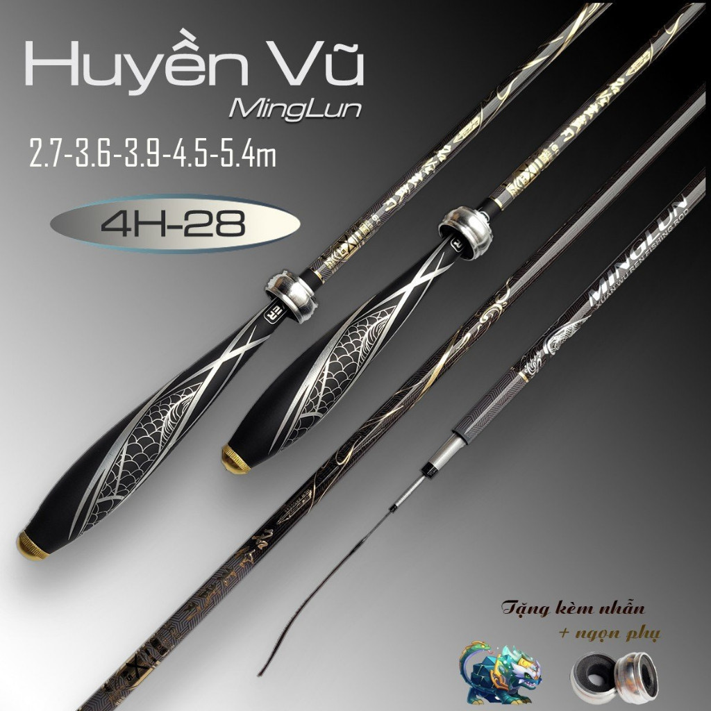 Cần Câu Đơn Đài Huyền Vũ 4H tải tĩnh 1.5kg,Cần câu tay huyền vũ 4h (tặng 1 ngọn và 1 cái trục)